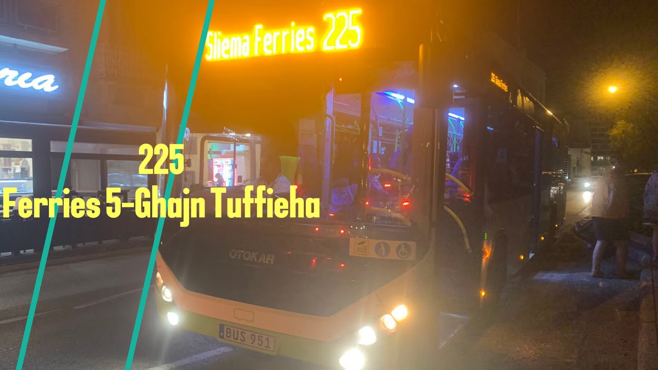 Malta Bus Route 225（Ferries 5-Ghajn Tuffieha）8x speed 1st person pov