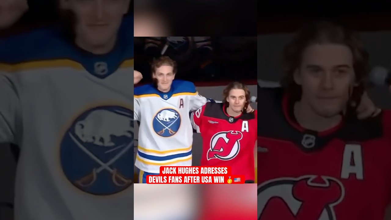 Jack Hughes brought out Tage Thompson to celebrate their gold for Team USA 🔥