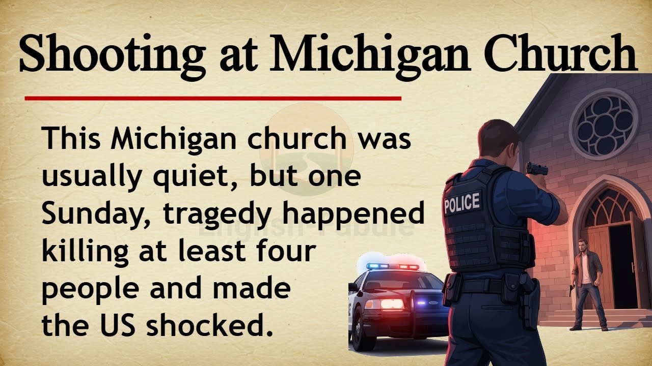 Terrible Shooting at Michigan Church || 🇺🇸⛪ Learn English Through Story Level 2 || Graded Reader 🎧