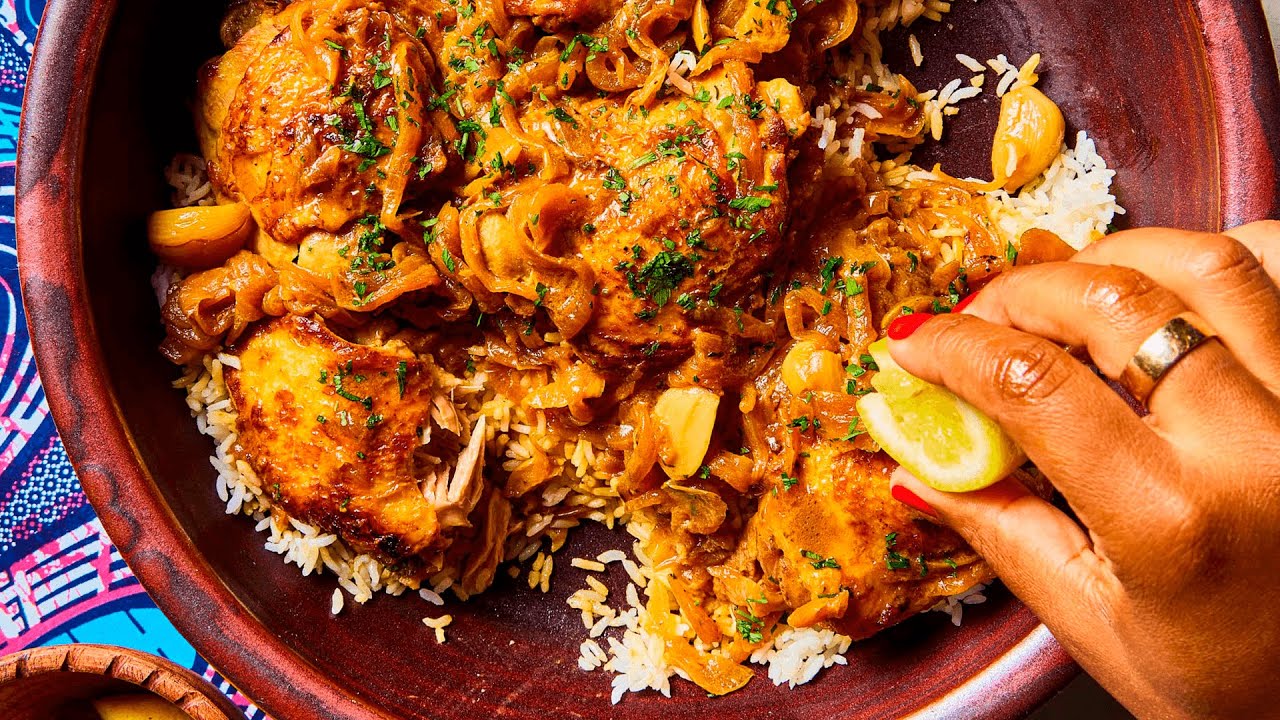 H&uuml;hnchen Yassa 👍😃 Senegalesisches geschmortes H&uuml;hnchen mit karamellisierten Zwiebeln und Zitrone