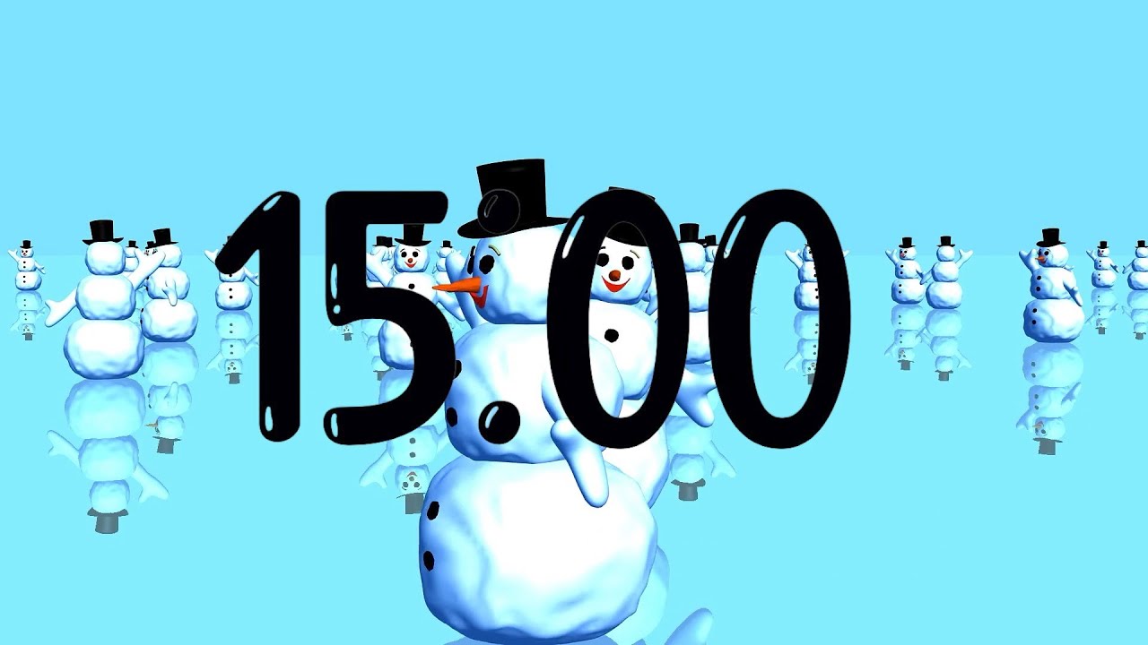 15 minute Winter timer with ambient background music and animated snowmen