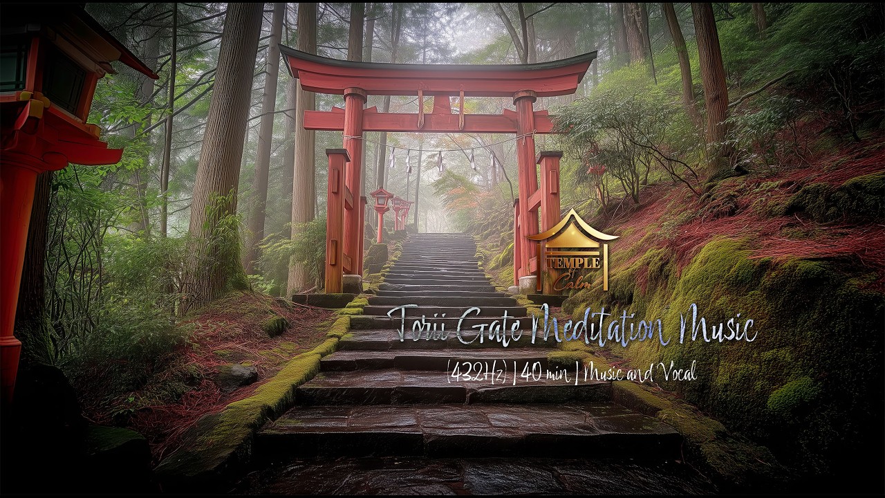 Torii Gate Meditation Music (432Hz) | 40 Minutes | Misty Lantern Path