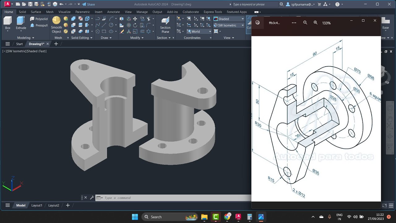 Autocad 2024 | Untuk Pemula 3D Mechanical Drawing | 16 | Bahasa Indonesia