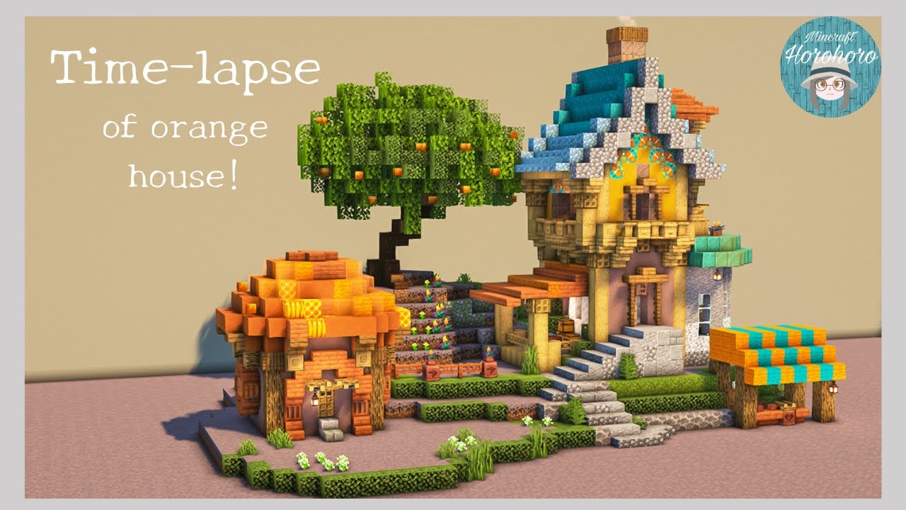 Minecraft オレンジの家のタイムラプス　Time-lapse of Orange House ｜Tutorial｜マインクラフト｜Minecraft｜Horohoro-minecraft