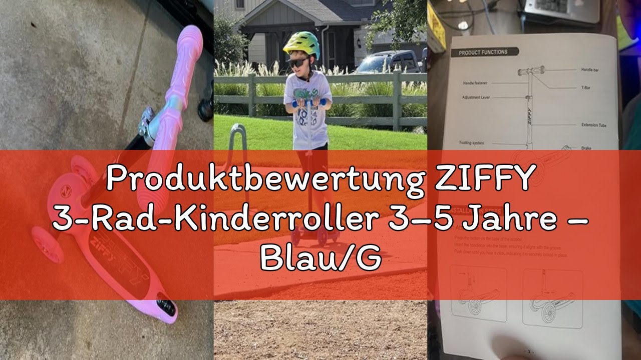 Produktbewertung ZIFFY 3-Rad-Kinderroller 3–5 Jahre – Blau/Grün/Pink/Violett – LED-Leuchträder, Neig