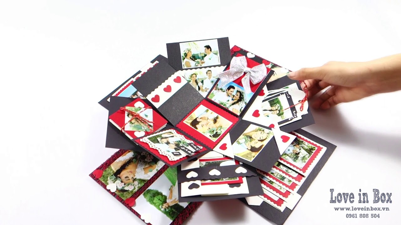 Scrapbook Exploding Box Card-Secret Handmade Gift Love in Box-Photo Album DIY Easy-For Wedding