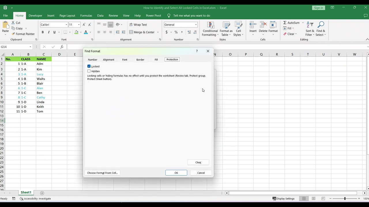 How to Identify and Select All Locked Cells in Excel