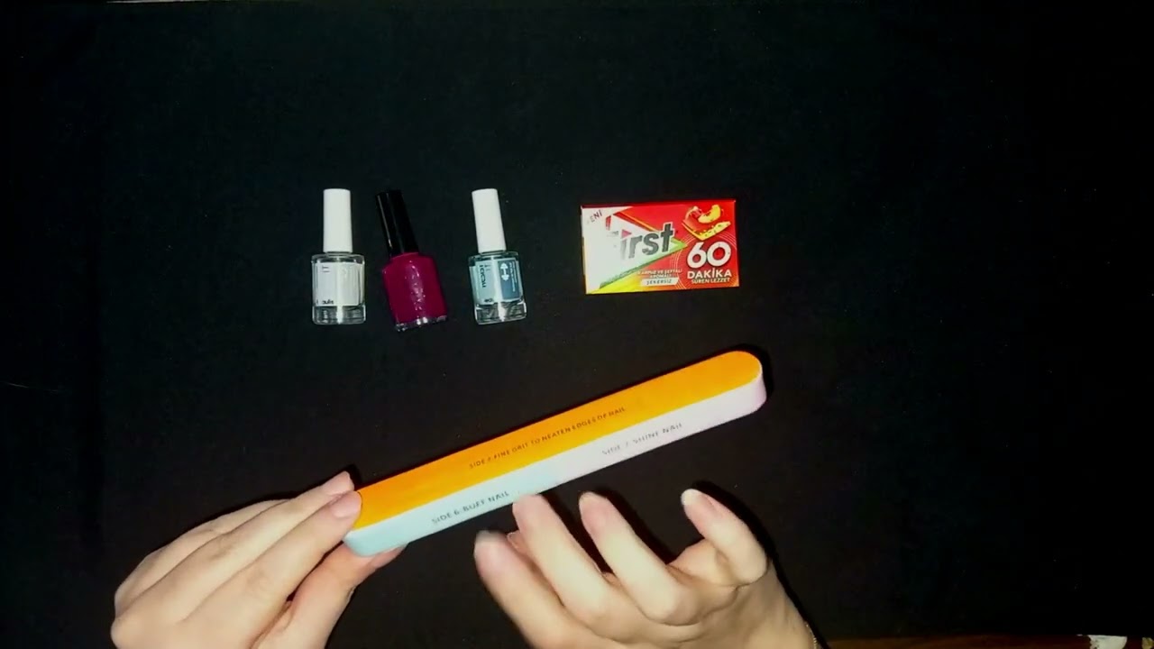 ASMR Sakızlı Oje Sürme ve Törpü Sesi | Apply Nail Polish with Chewing gum