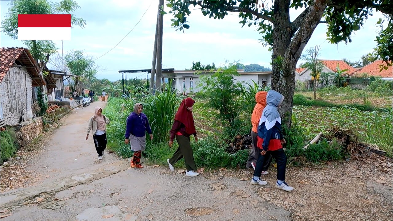 rural village life in indonesia, Beautiful village on the edge of the mountains, Indonesia village