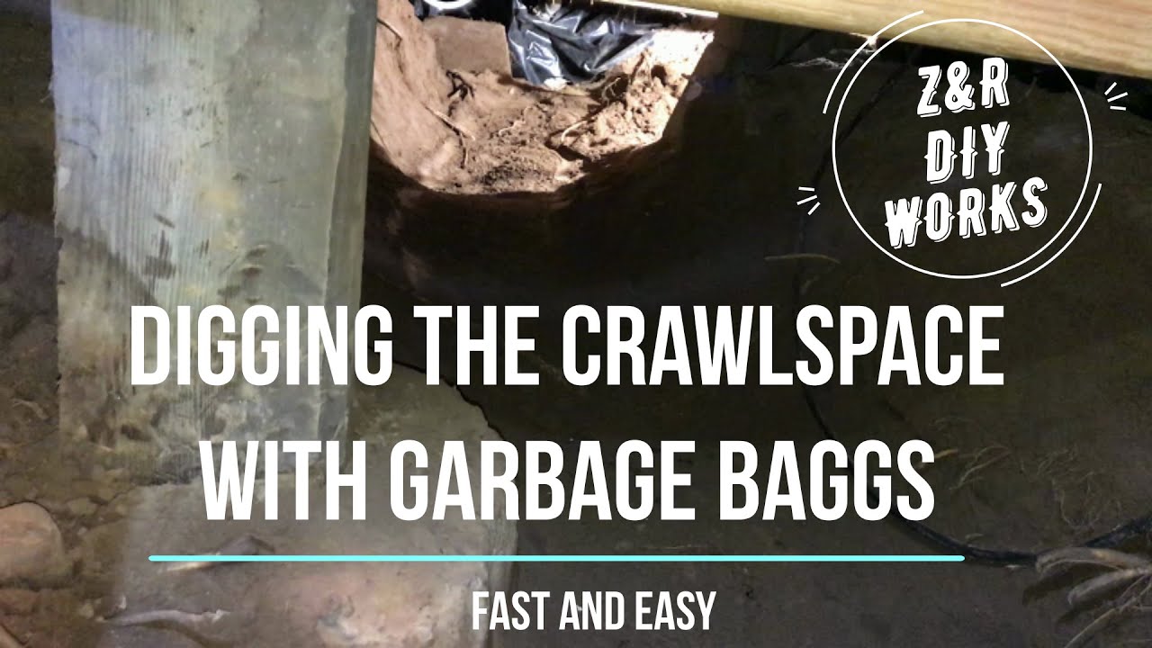 Digging crawlspace with garbage BAGS. How to dig the crawlspace with garbage bags FAST and EASY. DIY
