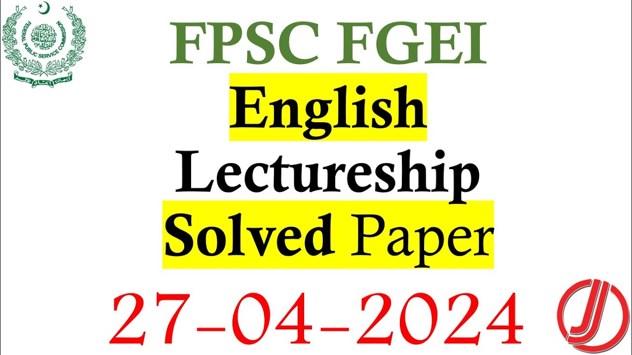 Solved FPSC (FGEI) English Lecturer Paper (27-April-2024)