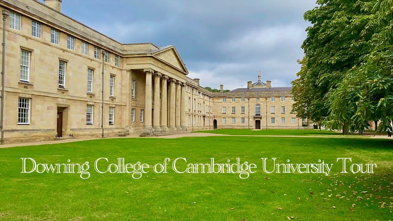 Cambridge University Downing College Tour，剑桥大学唐宁学院全景游(HD)buildings/trees/chestnut/leaves/student