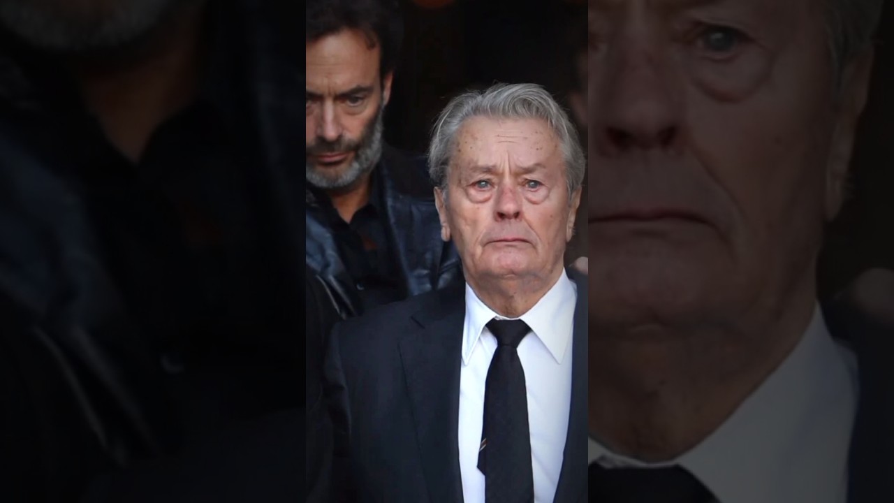Alain DELON & Anthony DELON. Funeral of Mireille DARC.