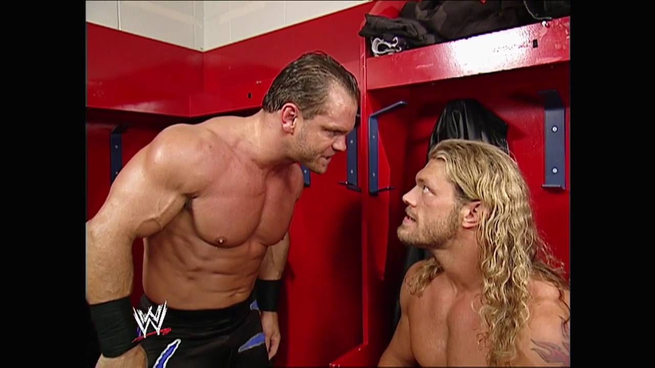 Chris Benoit and Edge backstage: Raw, April 19, 2004