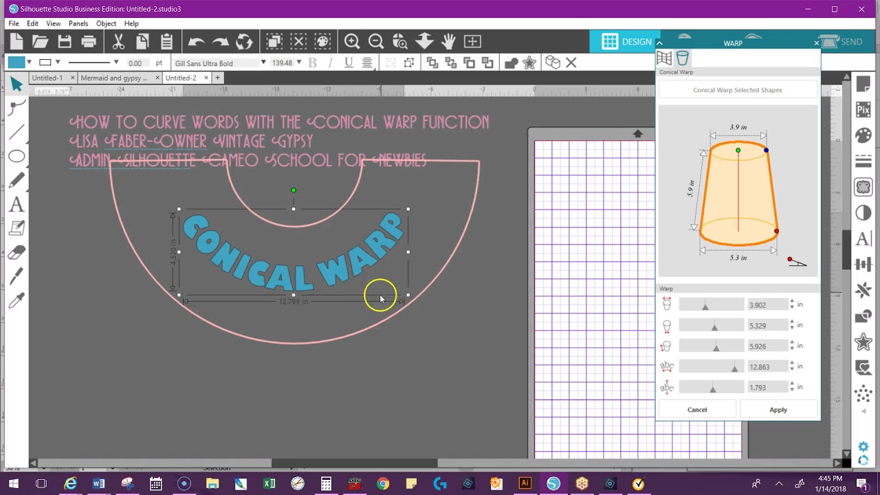 Conical Warping for words Version 4.1 - DE Plus and Business Edition