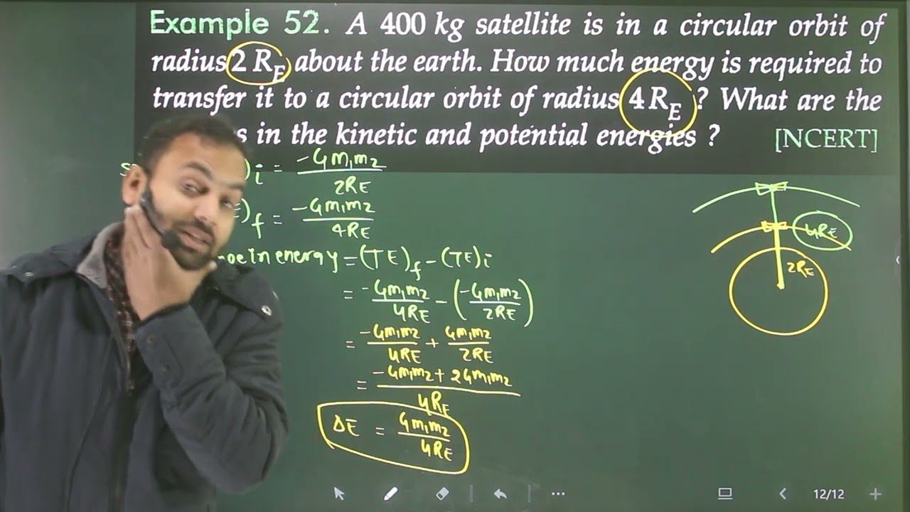 Ex-52 Gravitation :  A 400 kg satellite is in a circular orbit of radius 2Re about the earth. How mu