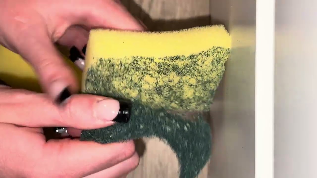 ASMR two yellow sponger ripping🫶 (scour off, soft side rips, scour rip, squeezing and scratching) 