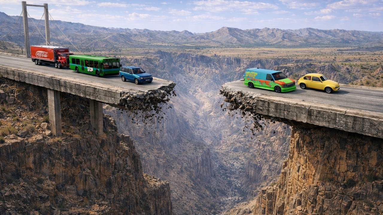 Cars, Trucks & Buses Crash 💥| Impossible Broken Bridge Crossing 😱 |  BeamNG.drive