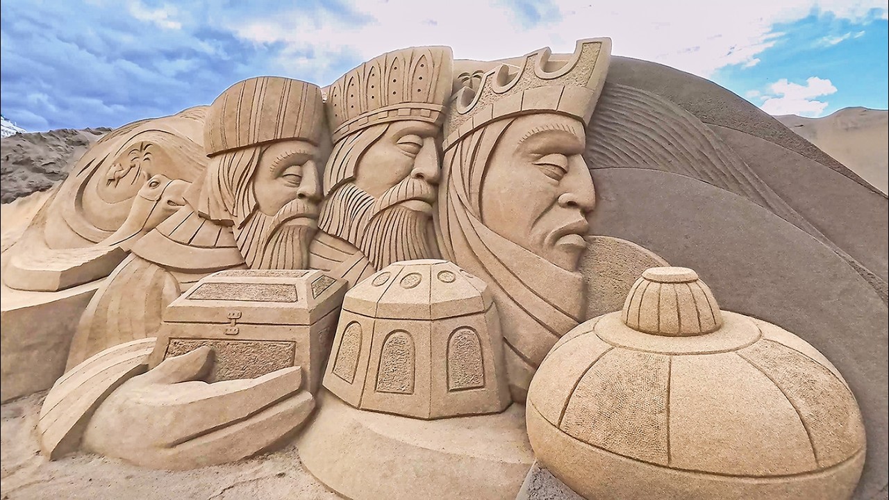 SAND NATIVITY SCENE 2024 🦒  LAS CANTERAS BEACH, LAS PALMAS DE GRAN CANARIA, SPAIN [4K]