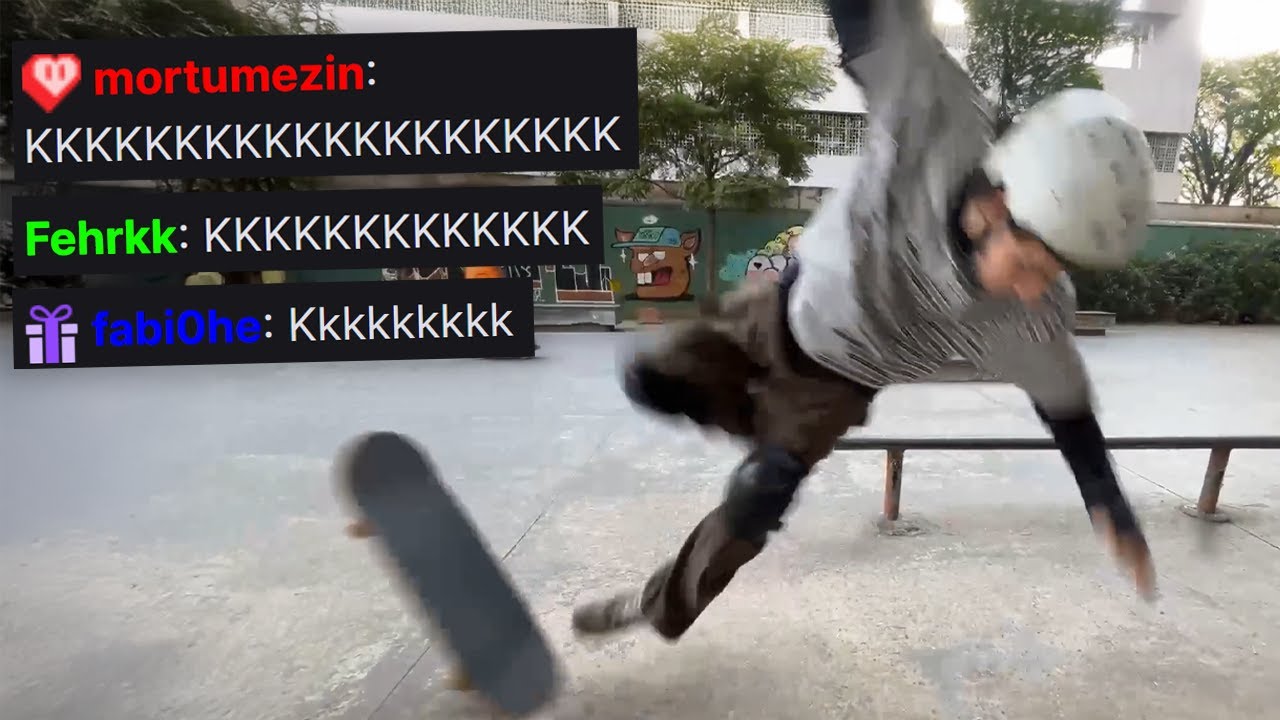 tentei aprender a andar de skate em live e me quebrei todo.