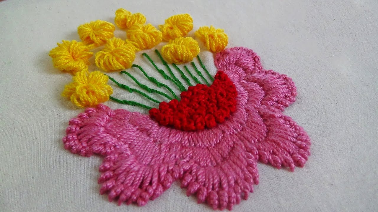 Hand Embroidery: Bullion Lazy/Spring Embroidery