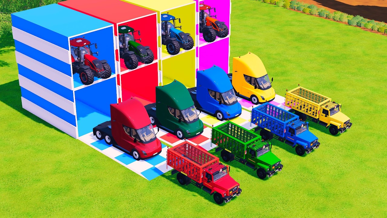 Транспорт с красками - Бетоносмеситель с двойным бортовым прицепом и тягачом! FS22 #97