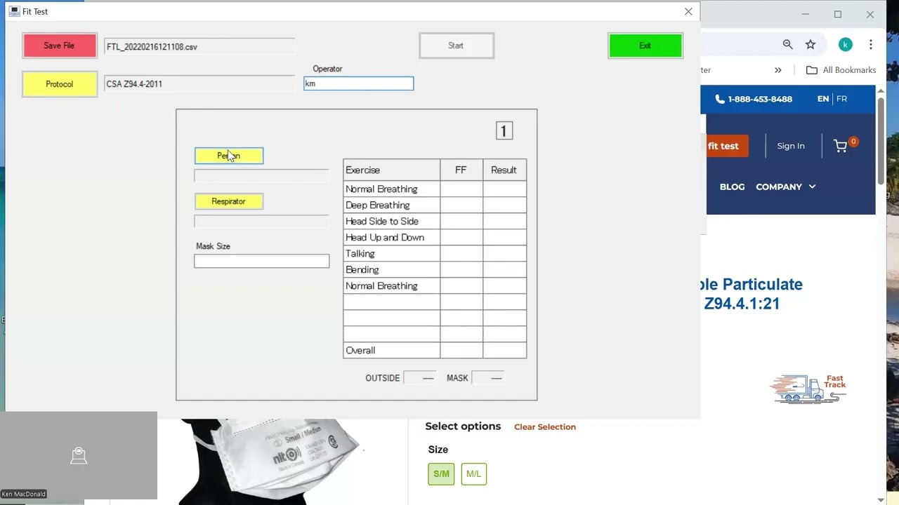 Sibata fit testing machine - running a fit test