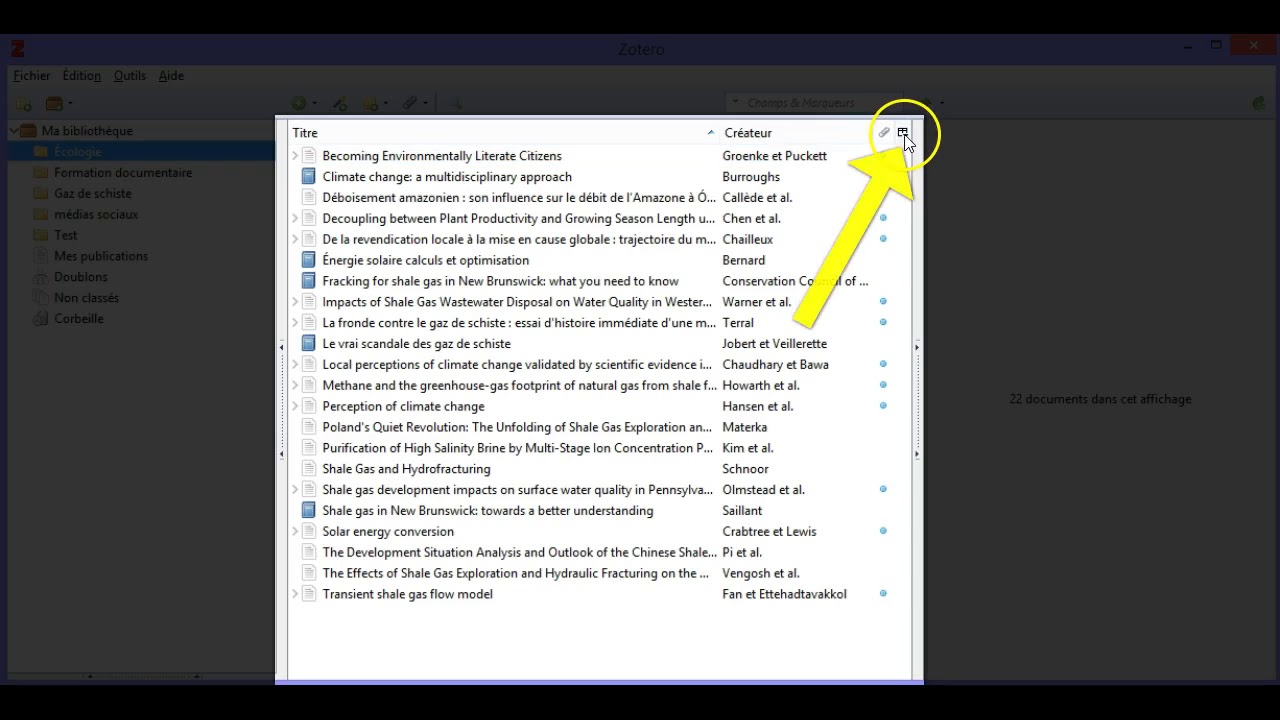 Zotero : Aperçu rapide de l'interface