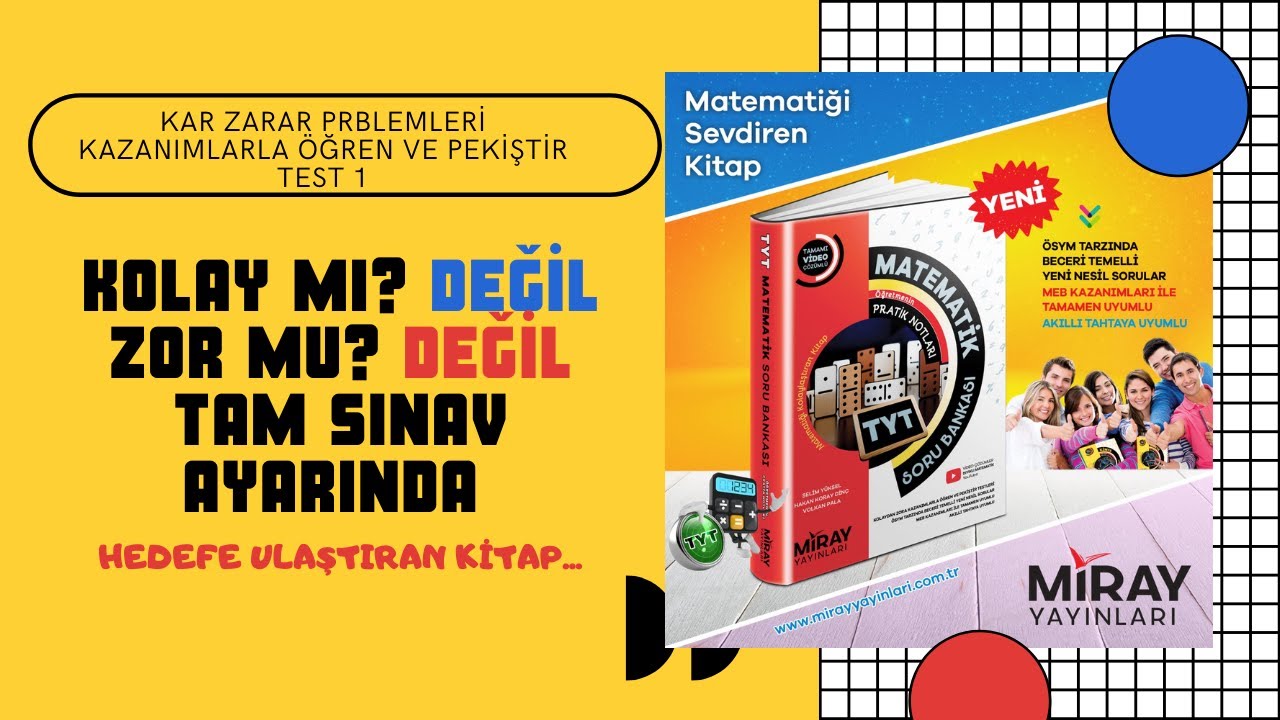 Kar Zarar Problemleri  Test 1  Miray Yayınları TYT Soru Bankası