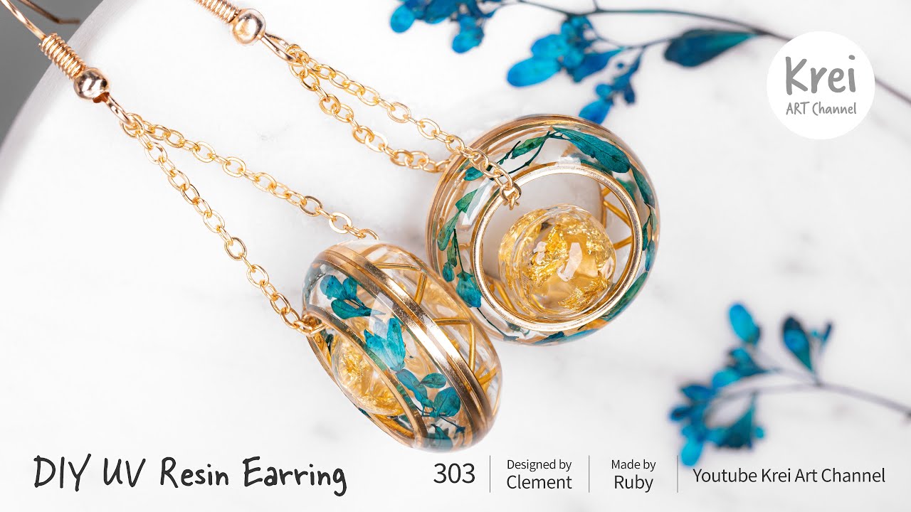 【UV レジン】DIYでドライフラワーを使ってイヤリングを作りました〜♪UV Resin -DIY Dried Flower in UV Resin Earring.