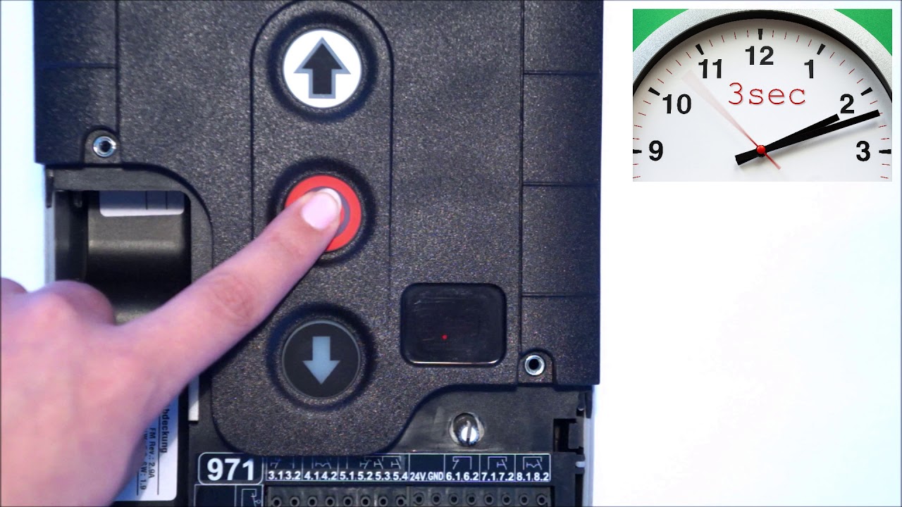 GFA TS 971–Constant-Pressure-to-Close and Automatic modes: Setting the end positions