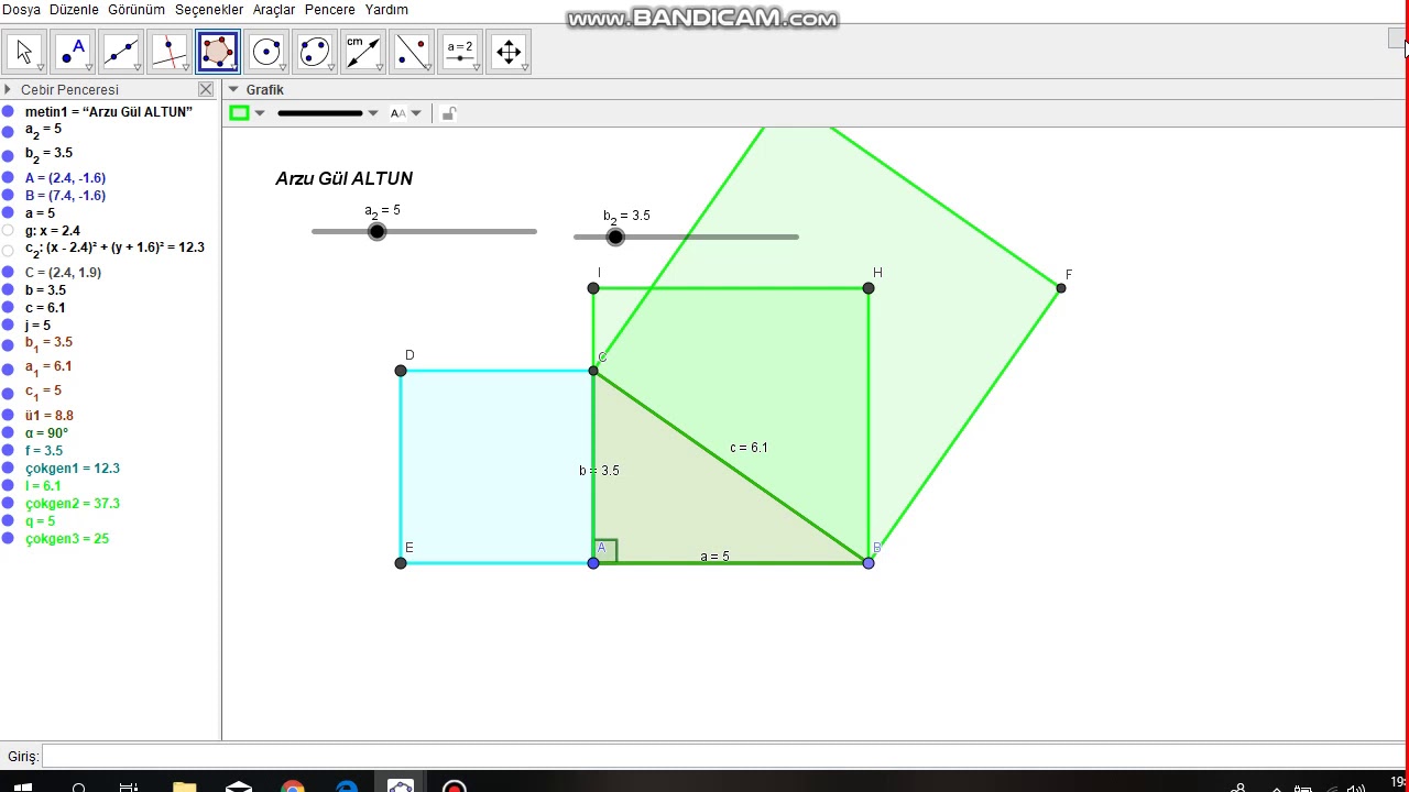 GeoGebra ile Pisagor Bağıntısı -1