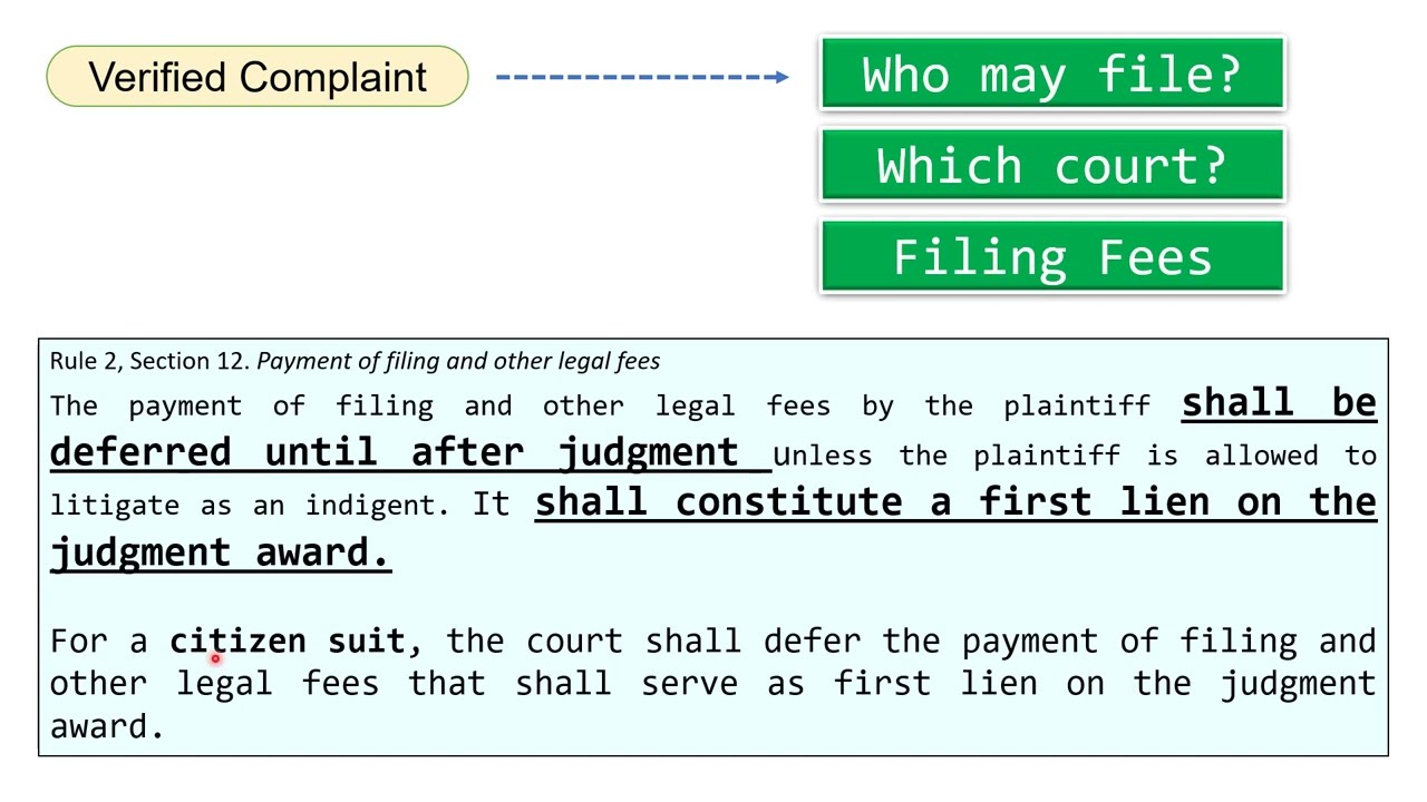 Rules of Procedure for Environmental Cases (Civil Action) Part I - VERIFIED COMPLAINT