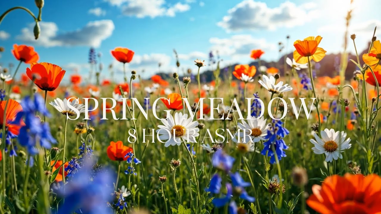 Peaceful Spring Meadow 🌼 Birds Singing | Calming Nature Sounds for Sleep & Anxiety | 8 HOURS
