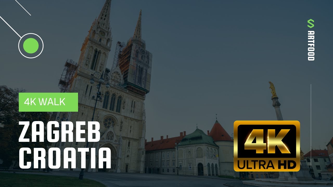 Zagreb Croatia 4K Walk Old Town (1 Hour)