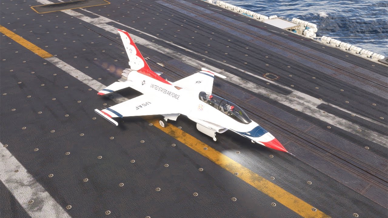Unbelievable F-16D Fighter Jet Launch from an Aircraft Carrier &ndash; High-Speed Precision!