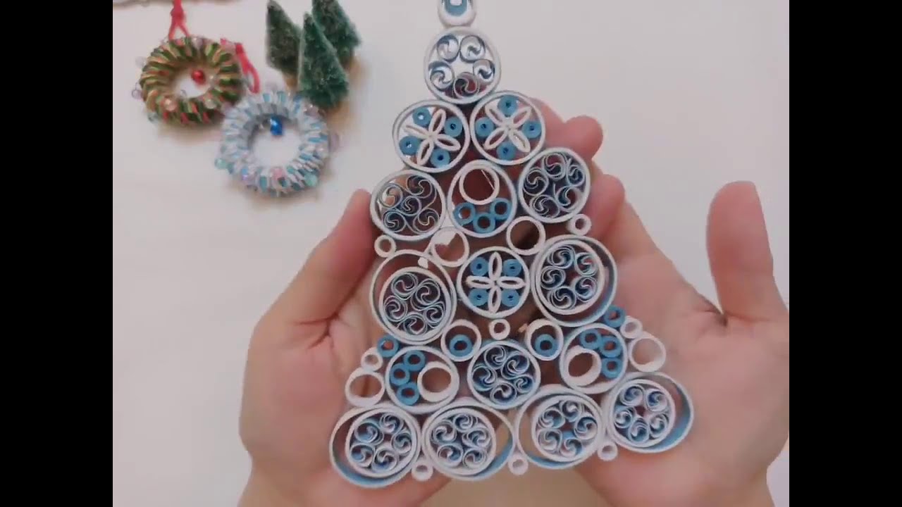 藝術衍紙/捲紙手作_聖誕樹/裝飾燈 How to make a 3D Christmas tree/ a decorative light with rolling paper