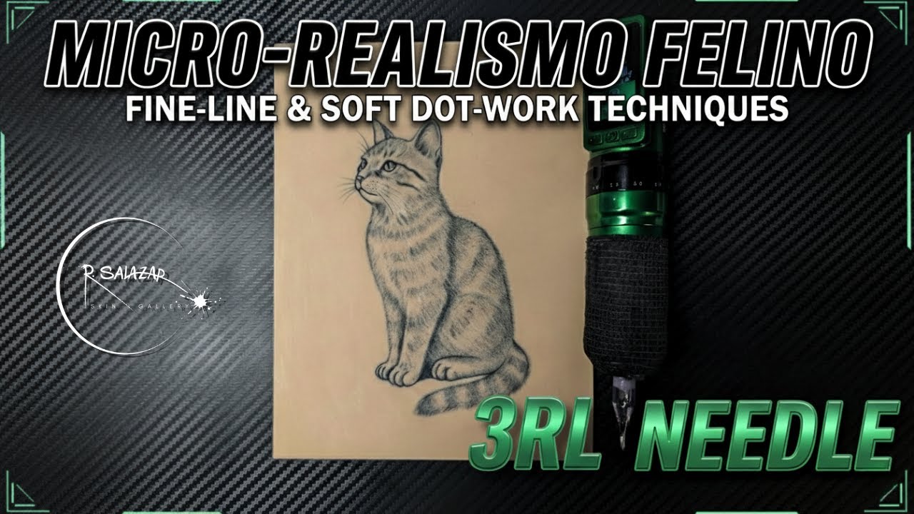 Micro-Realism Cat Tattoo Using a 3RL Needle | Fine Line Technique Step-by-Step