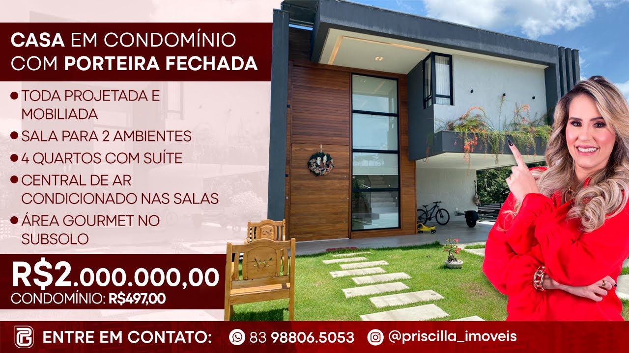 Casa de alto padrão em condomínio fechado toda projetada e mobiliada - porteira fechada