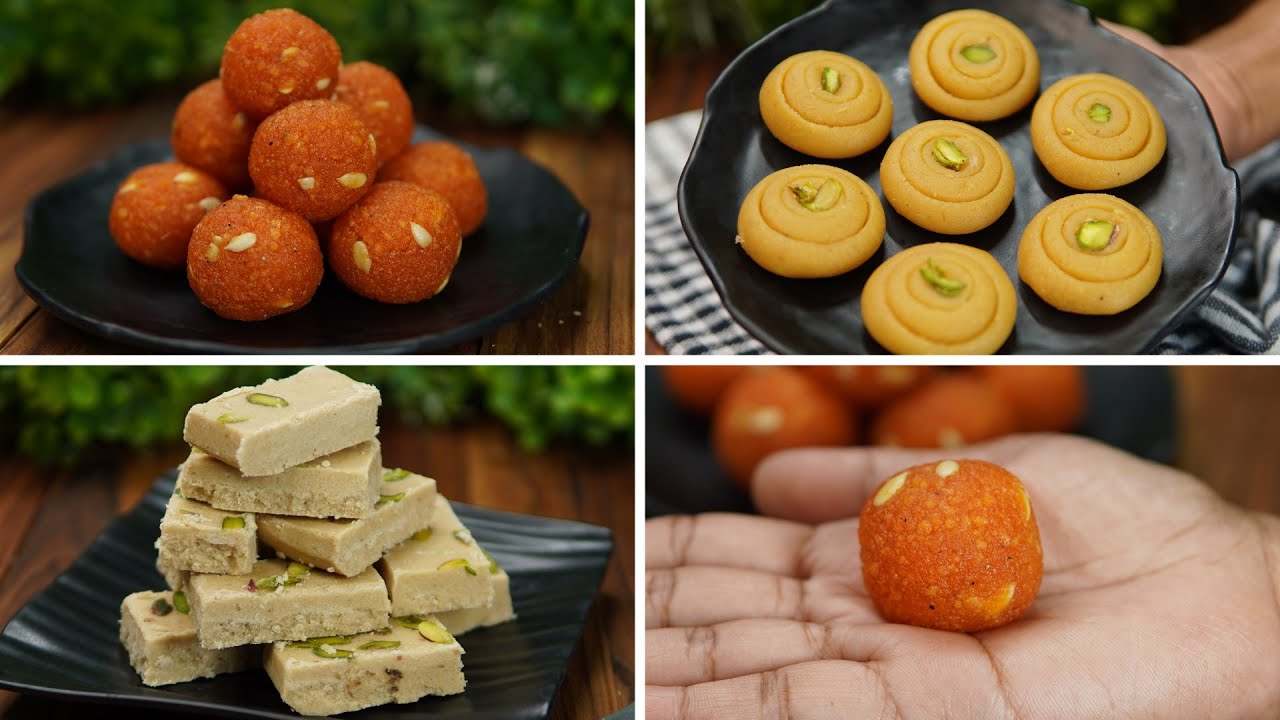 4 आसान मिठाई ना दूध ना मावा 30 मिनट | 4 Easy Indian Sweets for Festivals | Seema's Smart Kitchen