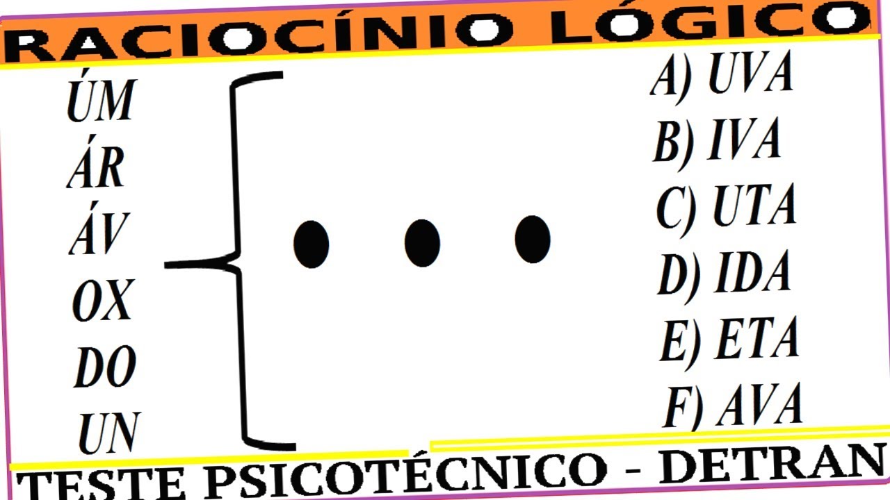 Raciocínio Lógico Palavra Sílaba Teste psicotécnico  QI Quociente e Inteligência Detran Concurso RLM