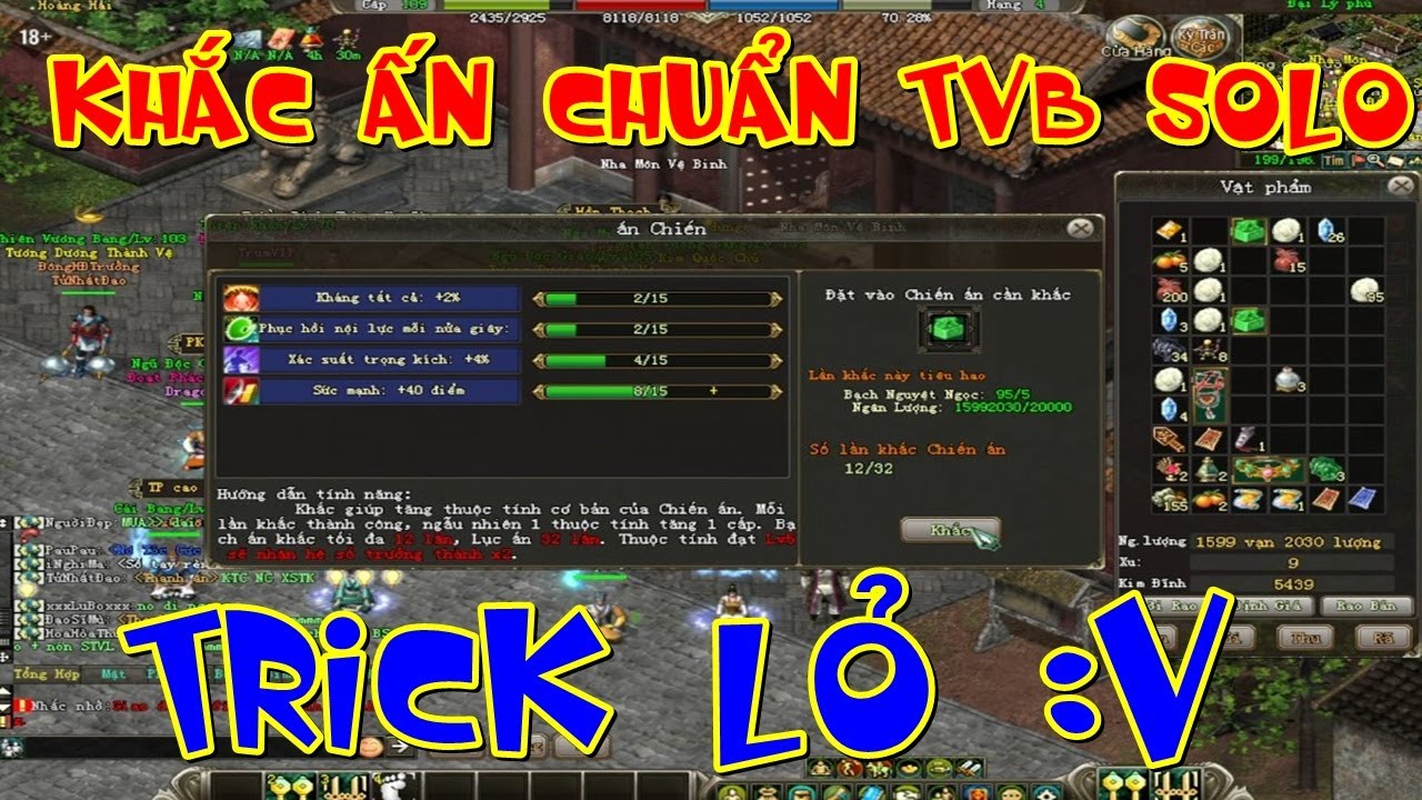 Trick Lỏ =]] Khắc Ấn Chuẩn TVB Đơn Đấu Đi Tìm Top 1 Liên Đấu Trong Võ Lâm Truyền Kỳ 2.0 PC