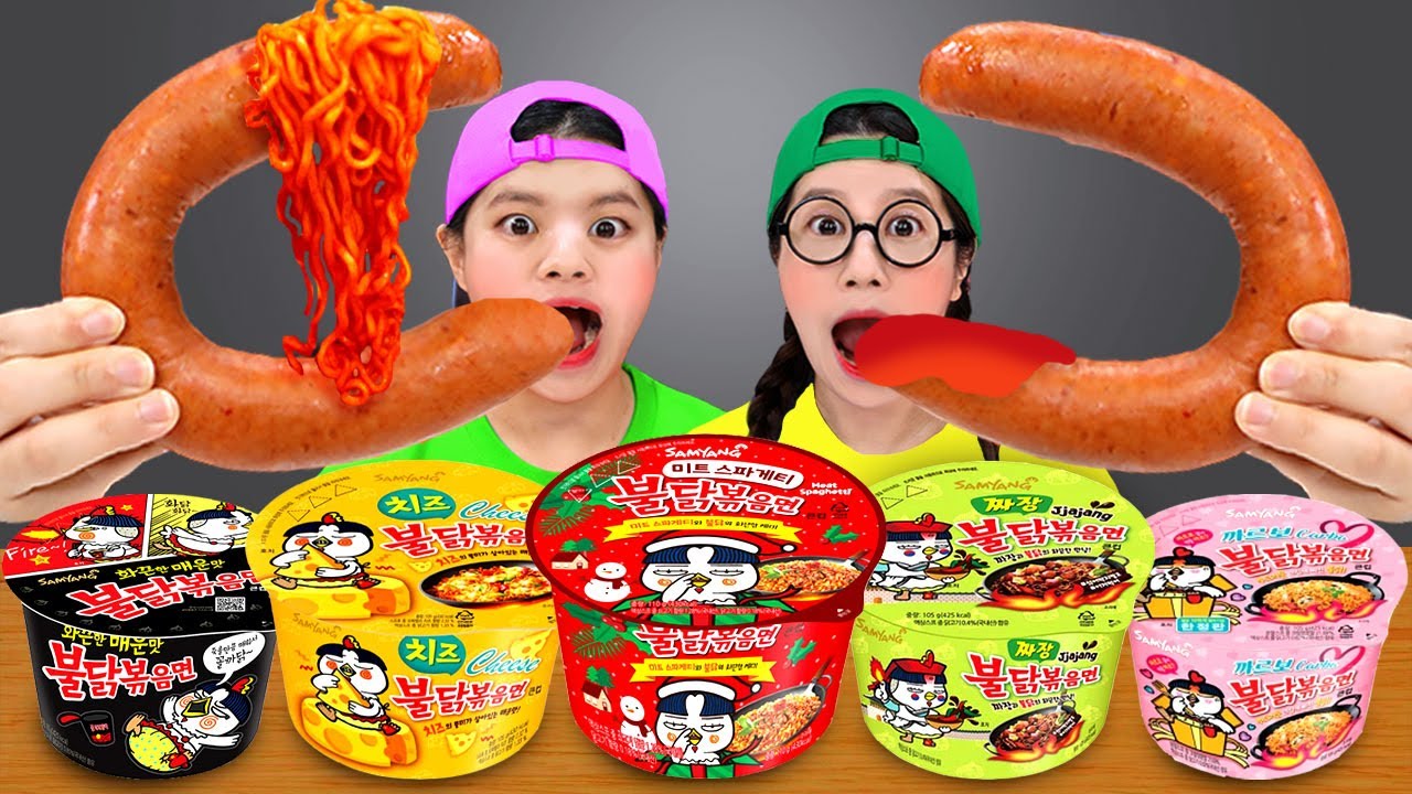 Mukbang Kielbasa Sausage Fire Spicy Noodle 킬바사 소시지 불닭볶음면 먹방 TIMI 티미