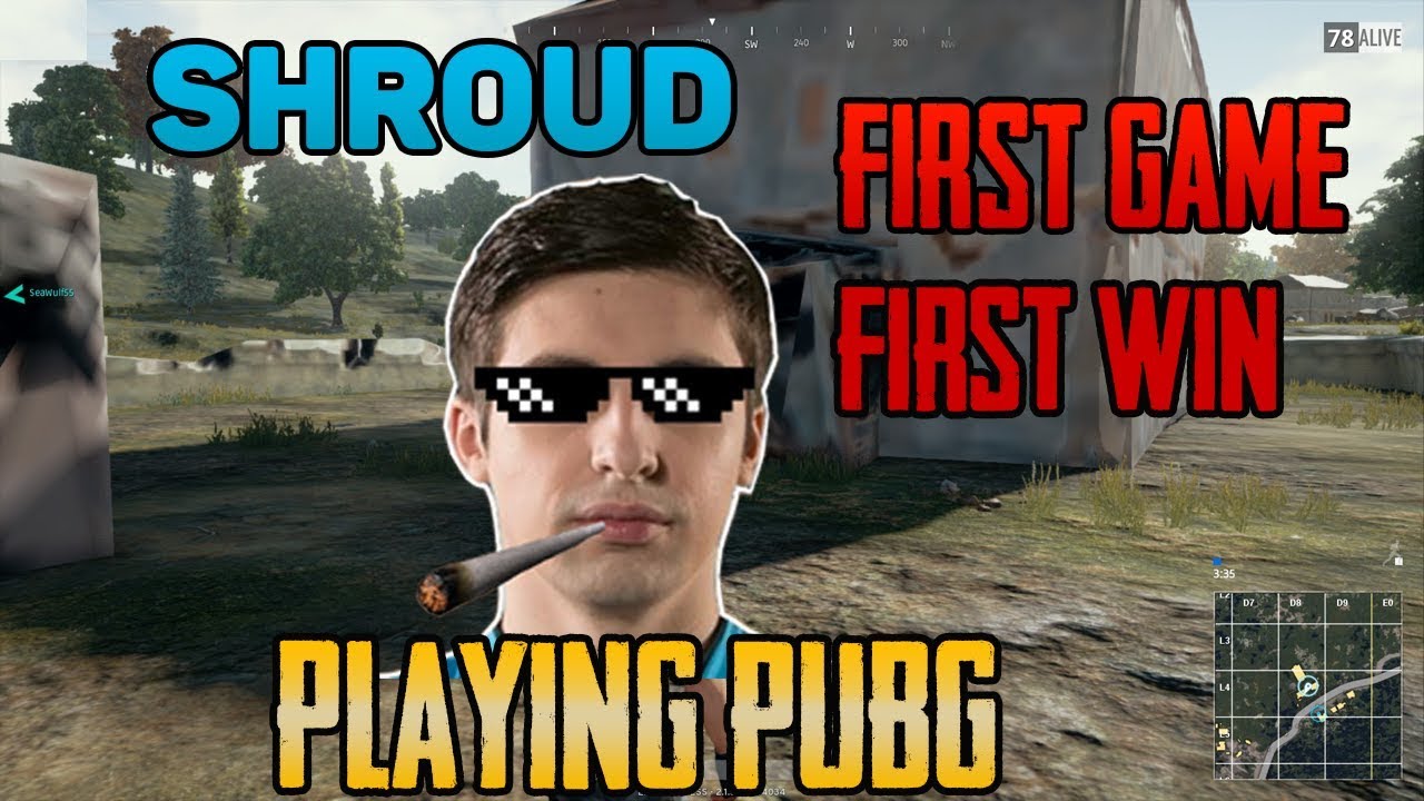 Shroud FIRST TIME playing PUBG - FIRST WIN with AWM- PlayerUnknown's Battlegrounds