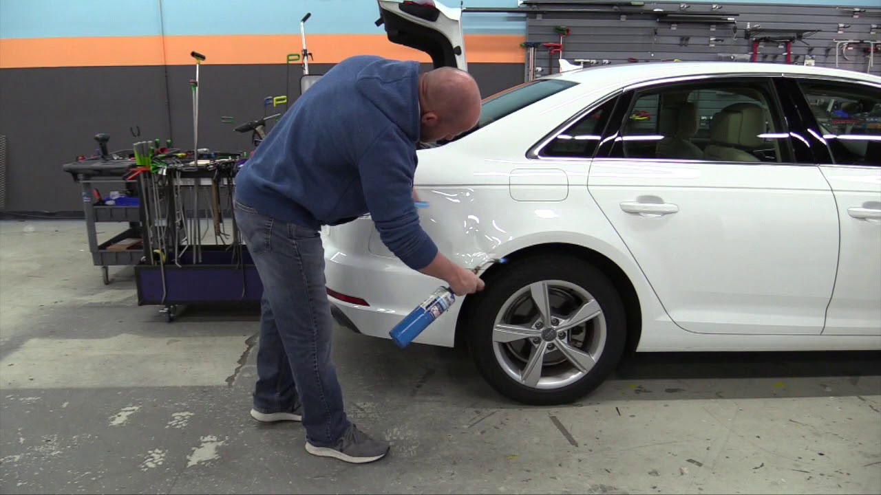 Paintless Dent Repair Explained on an Audi A4.  Quarter panel SMASHED!!