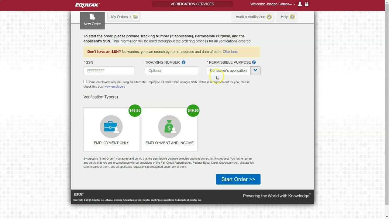 Complete a verification of employment on theworknumber.com