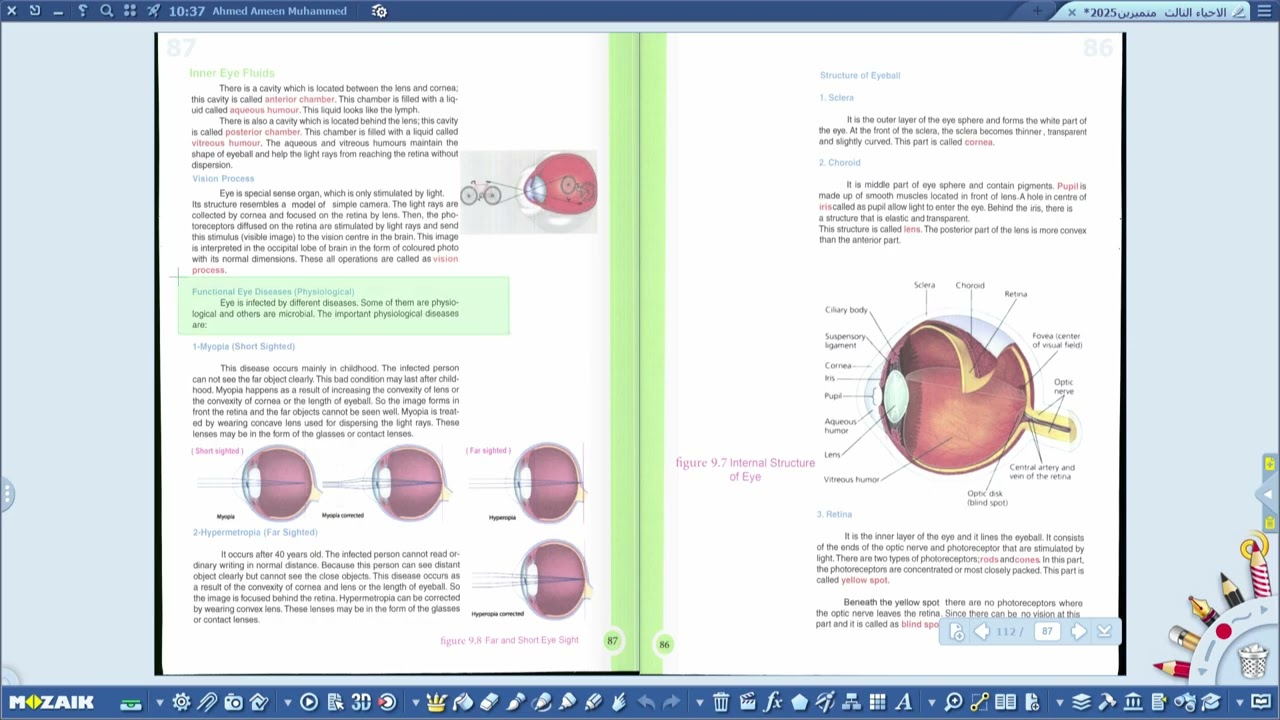 الاحياء للصف الثالث المتوسط المتميزين -Inner Eye fiuids