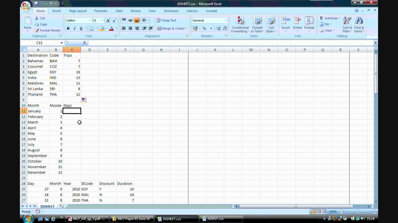 IGCSE ICT June 2010 3 Spreadsheets in Excel