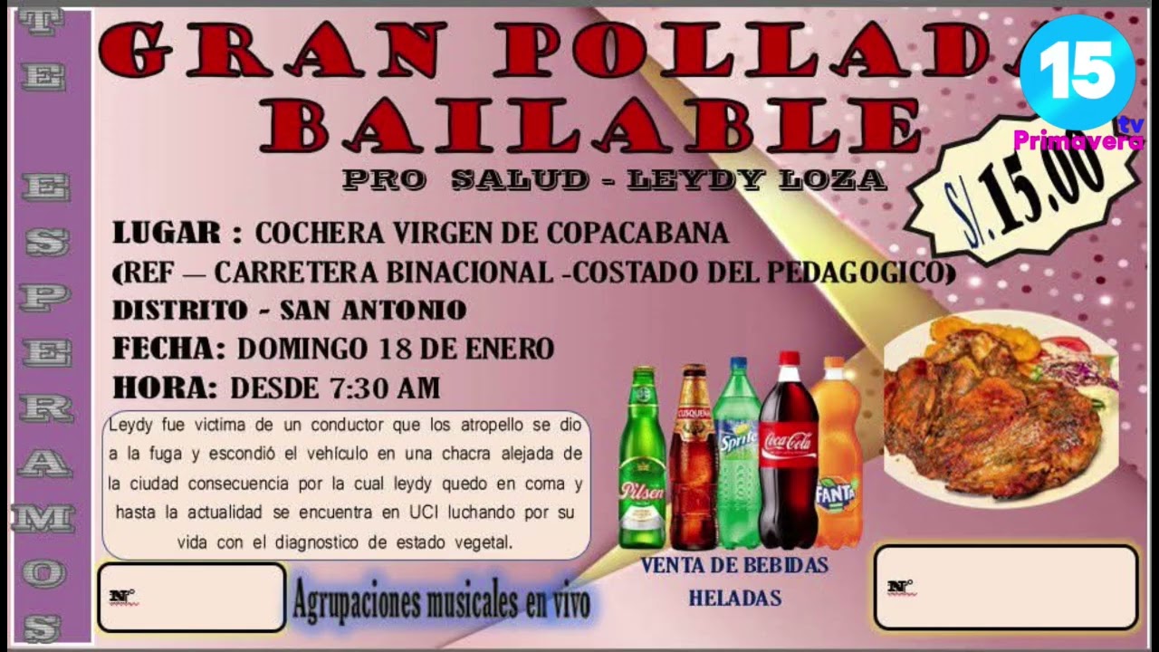 Familia de Leydi Loza Quispe anuncia "Pollada Solidaria" para afrontar delicado estado de salud