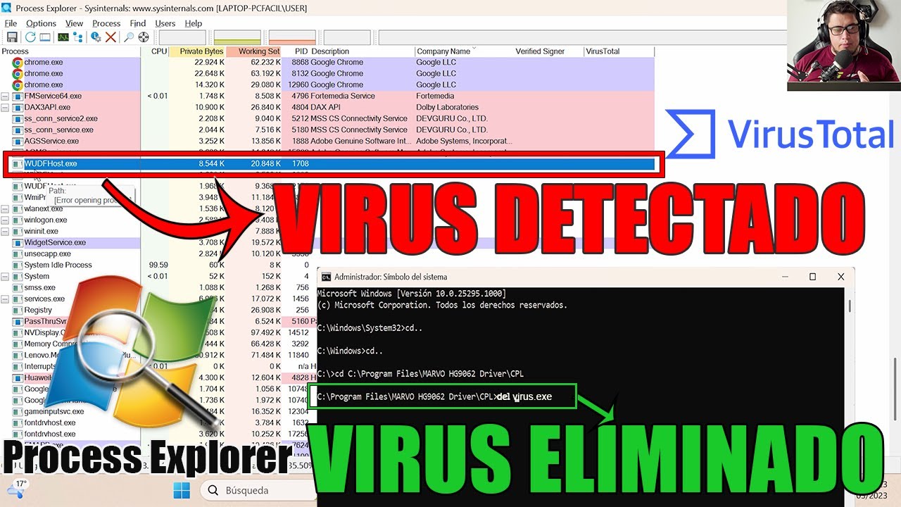 Como Detectar y Eliminar Virus Espía en Windows 11 con Process Explorer y CMD